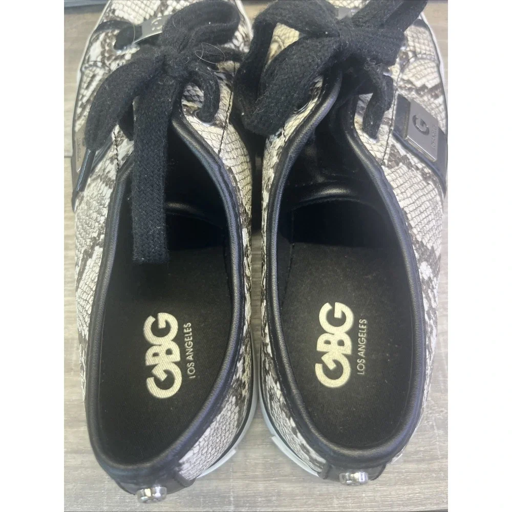 Guess Shoes GBG Los Angeles Black White Snakeskin Print Size 8.5 Snake